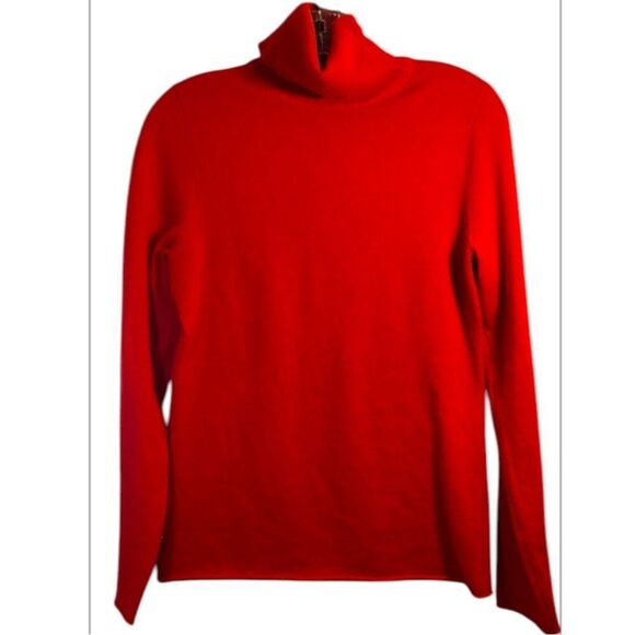 JCREW LADIES CASHMERE TURTLENECK SWEATER MEDIUM RED EVERYDAY CASUAL COZY CAPSULE - Picture 1 of 8